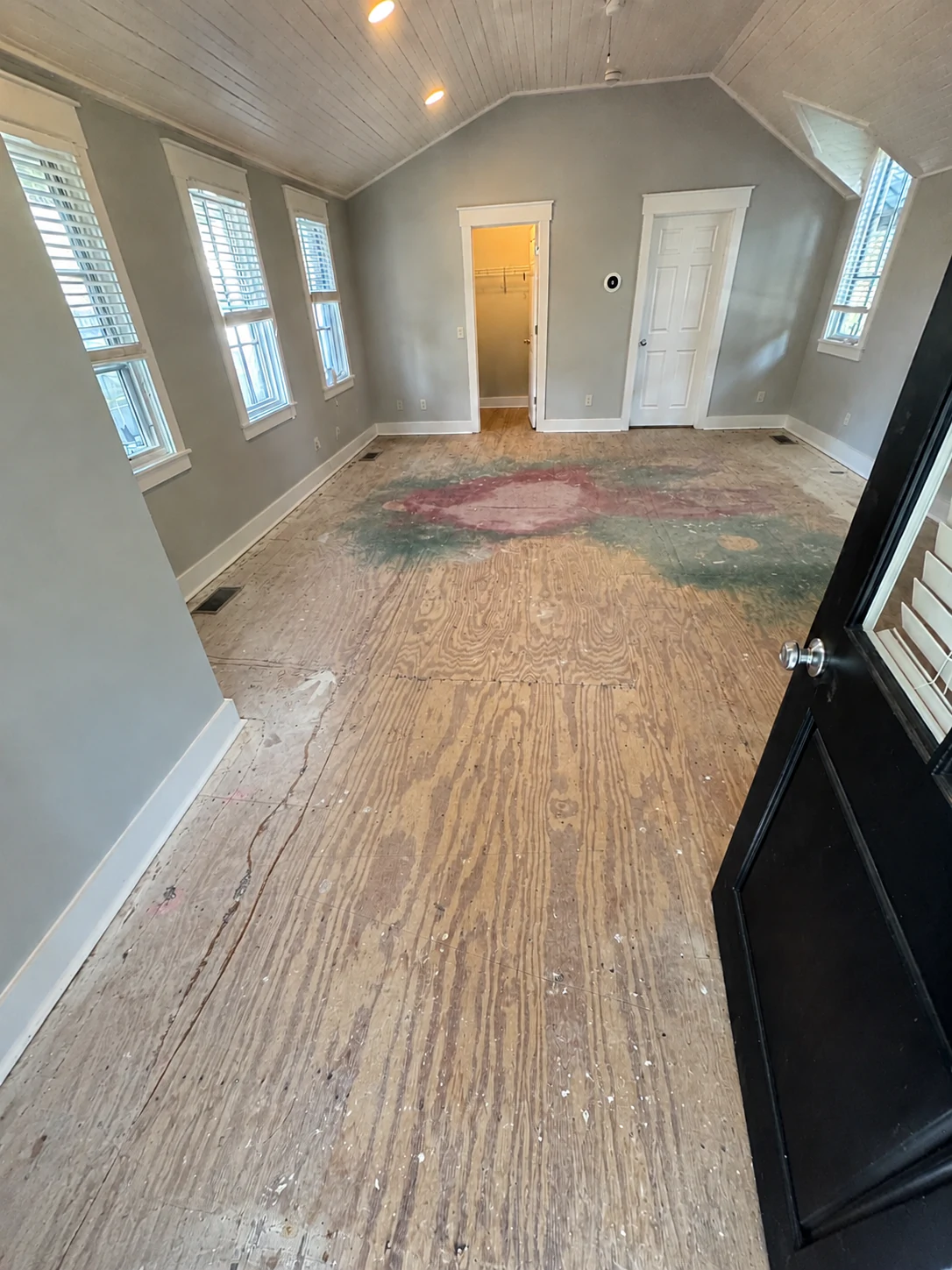 Damaged floor before restoration